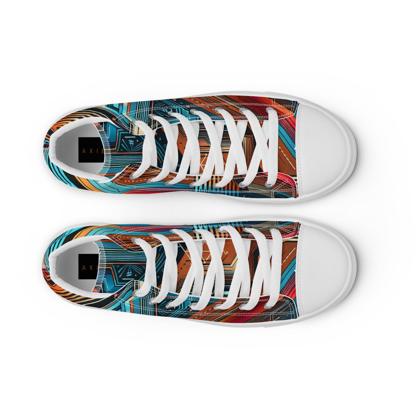 Blue Abstract Men’s high top canvas shoes