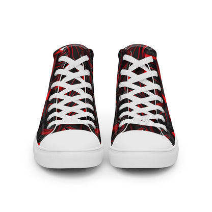 Red and Black Men’s high top canvas shoes