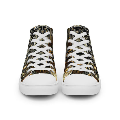 Black and Gold Men’s high top canvas shoes