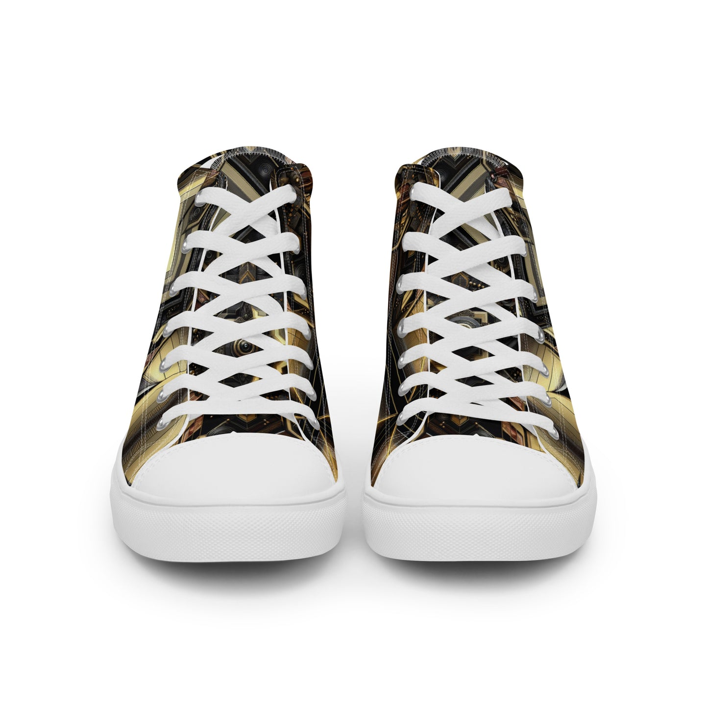 Black and Gold Men’s high top canvas shoes