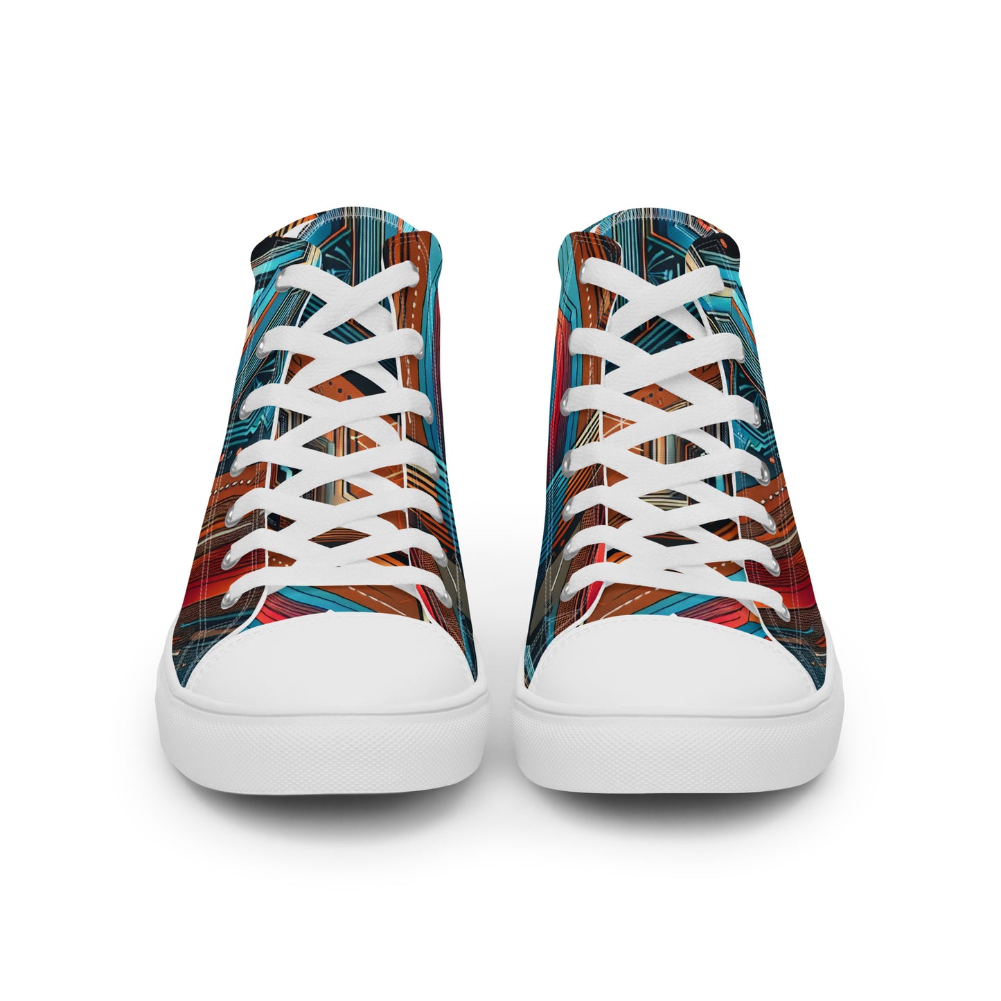 Blue Abstract Men’s high top canvas shoes