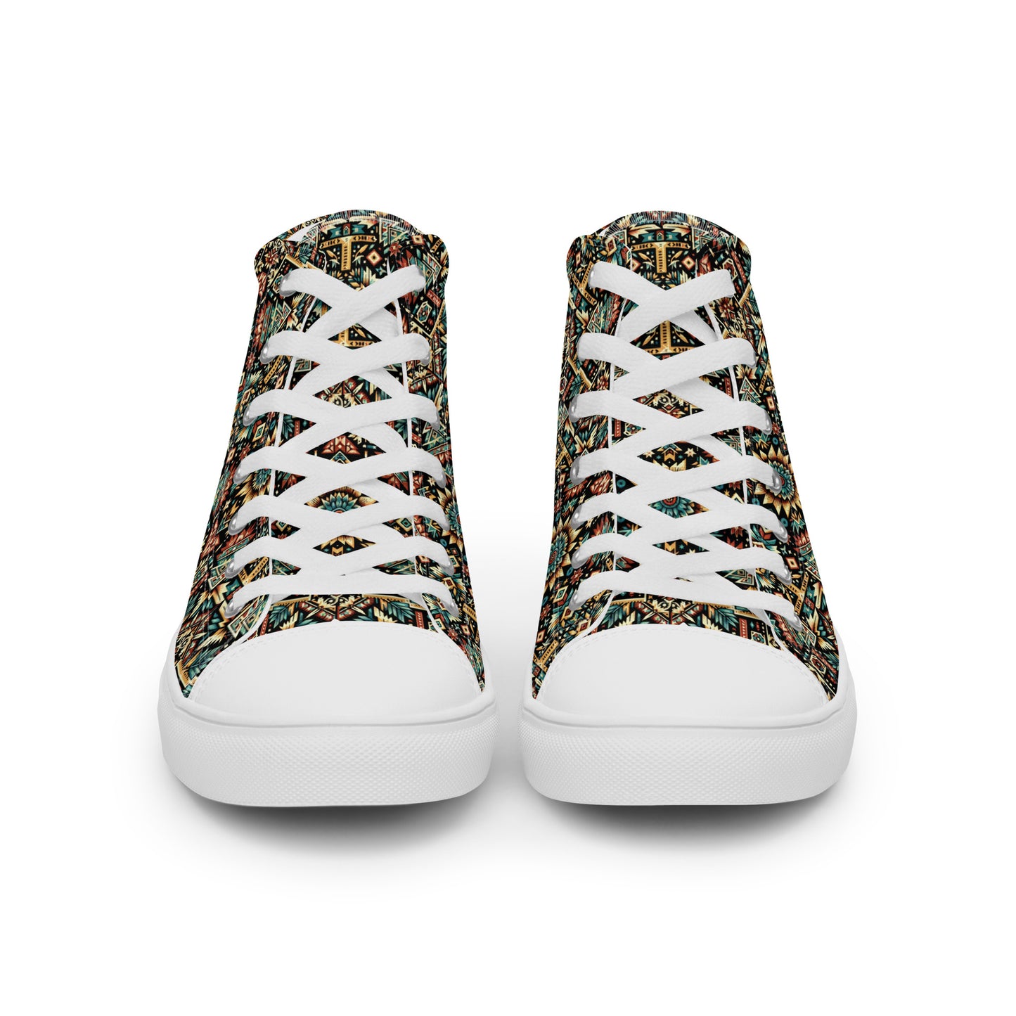 Multi Color Print Men’s high top canvas shoes