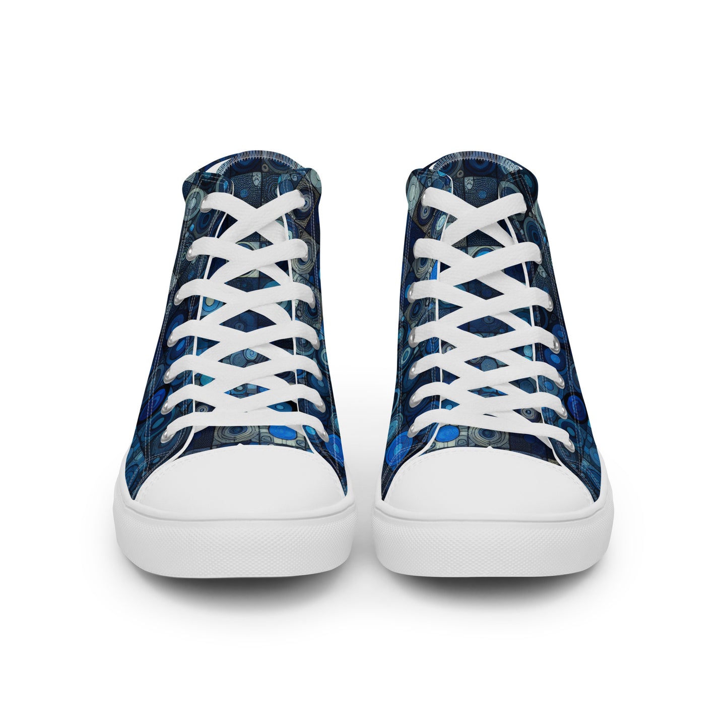 Blue Abstract Squares Men’s high top canvas shoes