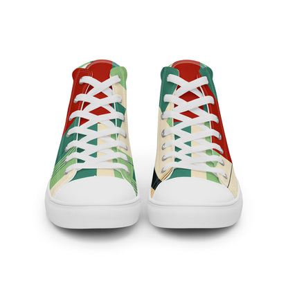 Multi Color Block Abstract Men’s high top canvas shoes