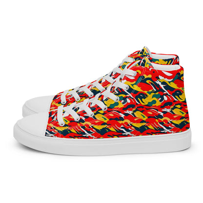 Red Camo Men’s high top canvas shoes