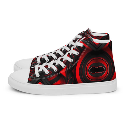 Red and Black Men’s high top canvas shoes