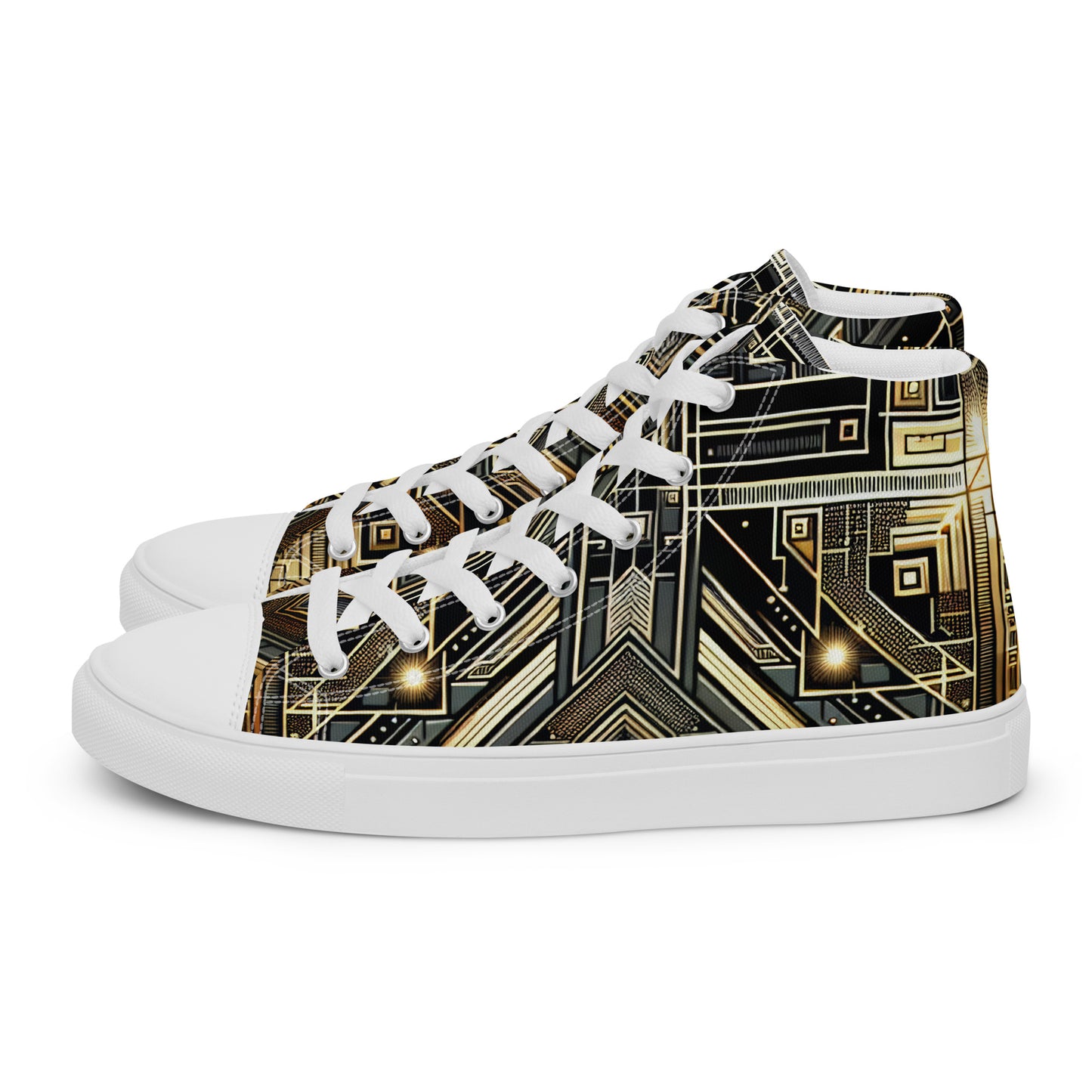 Black and Gold Men’s high top canvas shoes