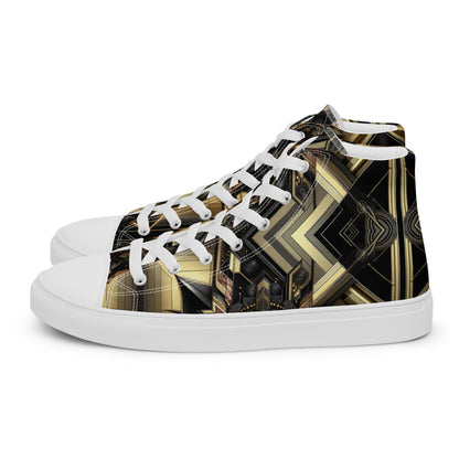 Black and Gold Men’s high top canvas shoes