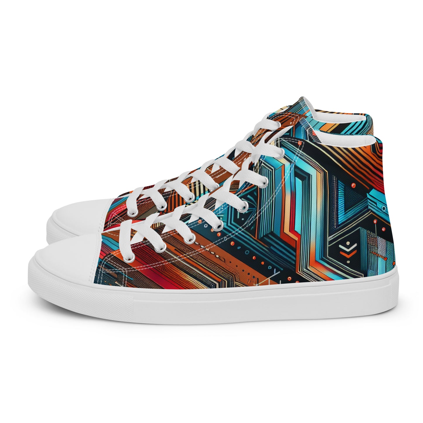 Blue Abstract Men’s high top canvas shoes