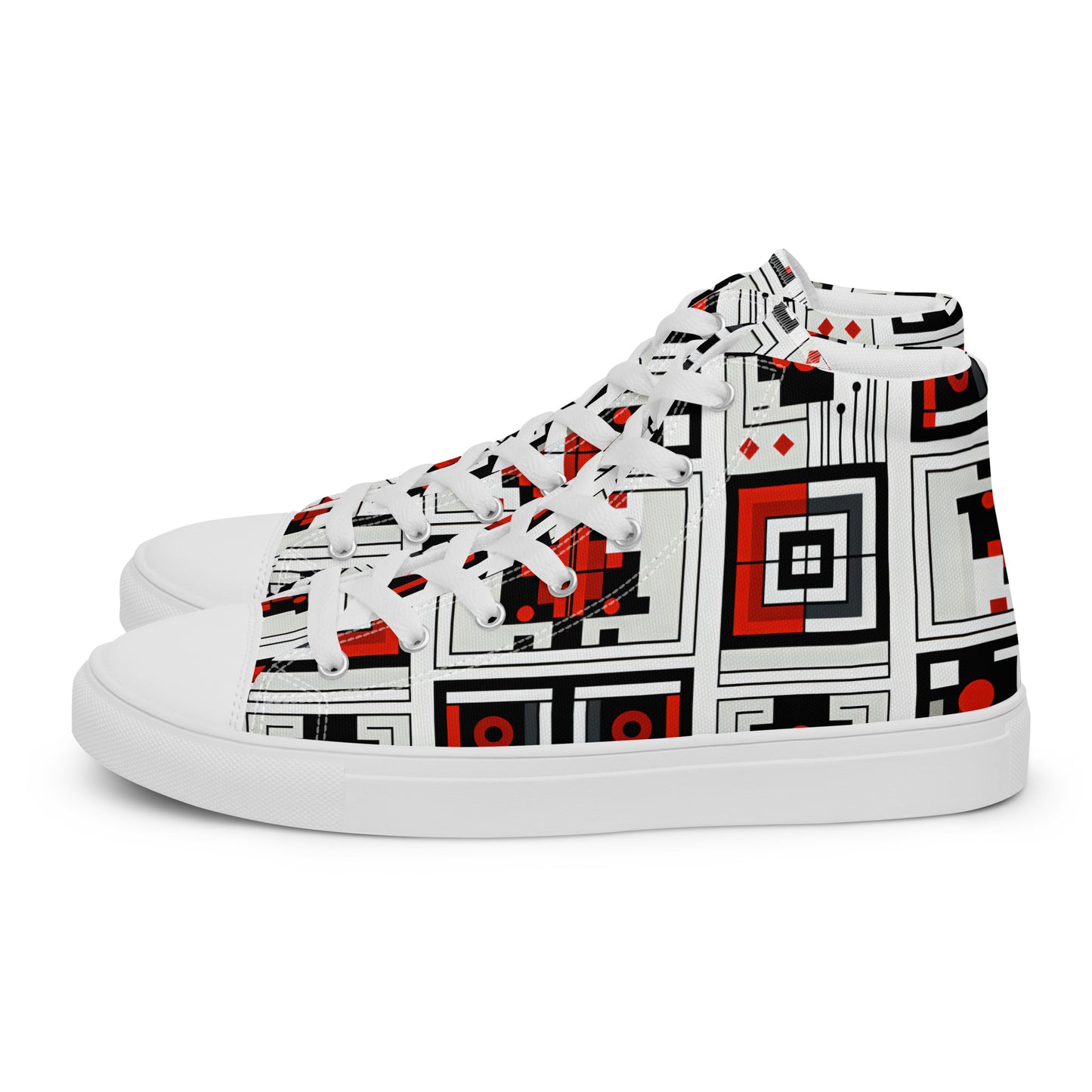 Square Abstract Men’s high top canvas shoes