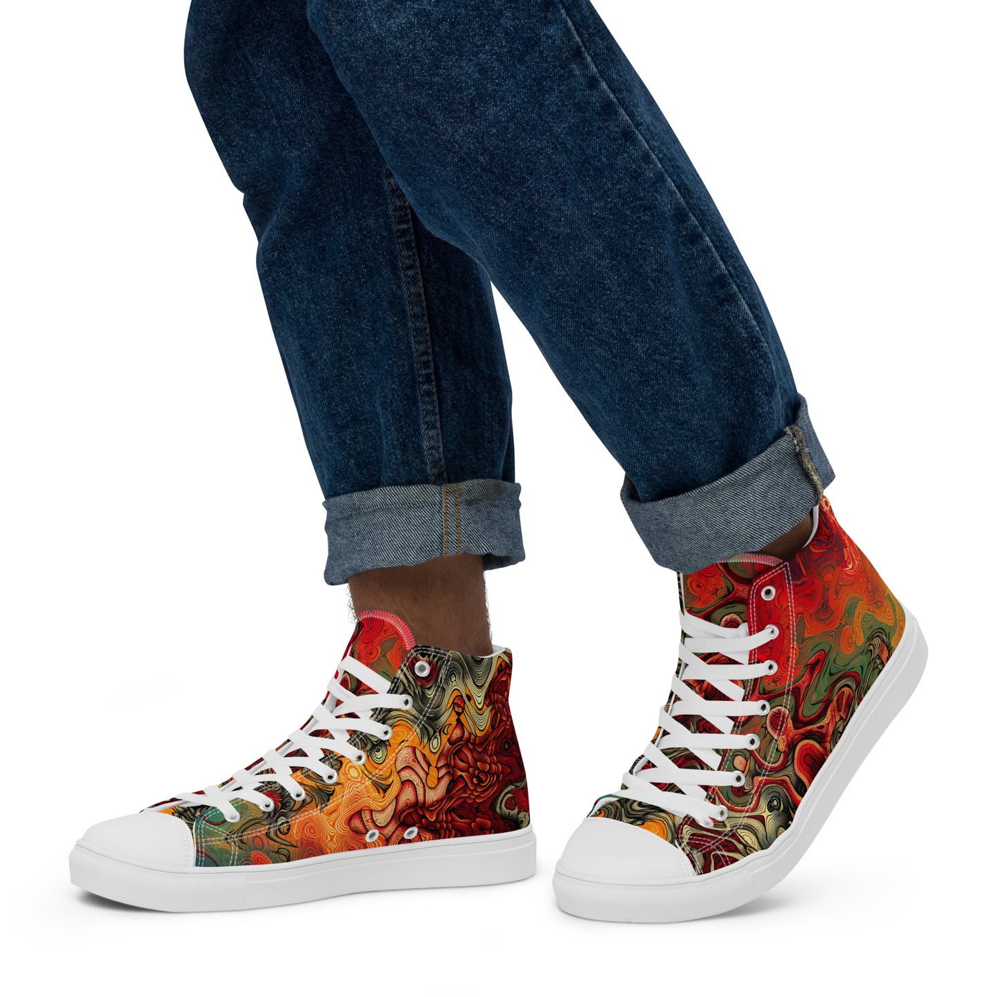 Red Dragon Men’s high top canvas shoes