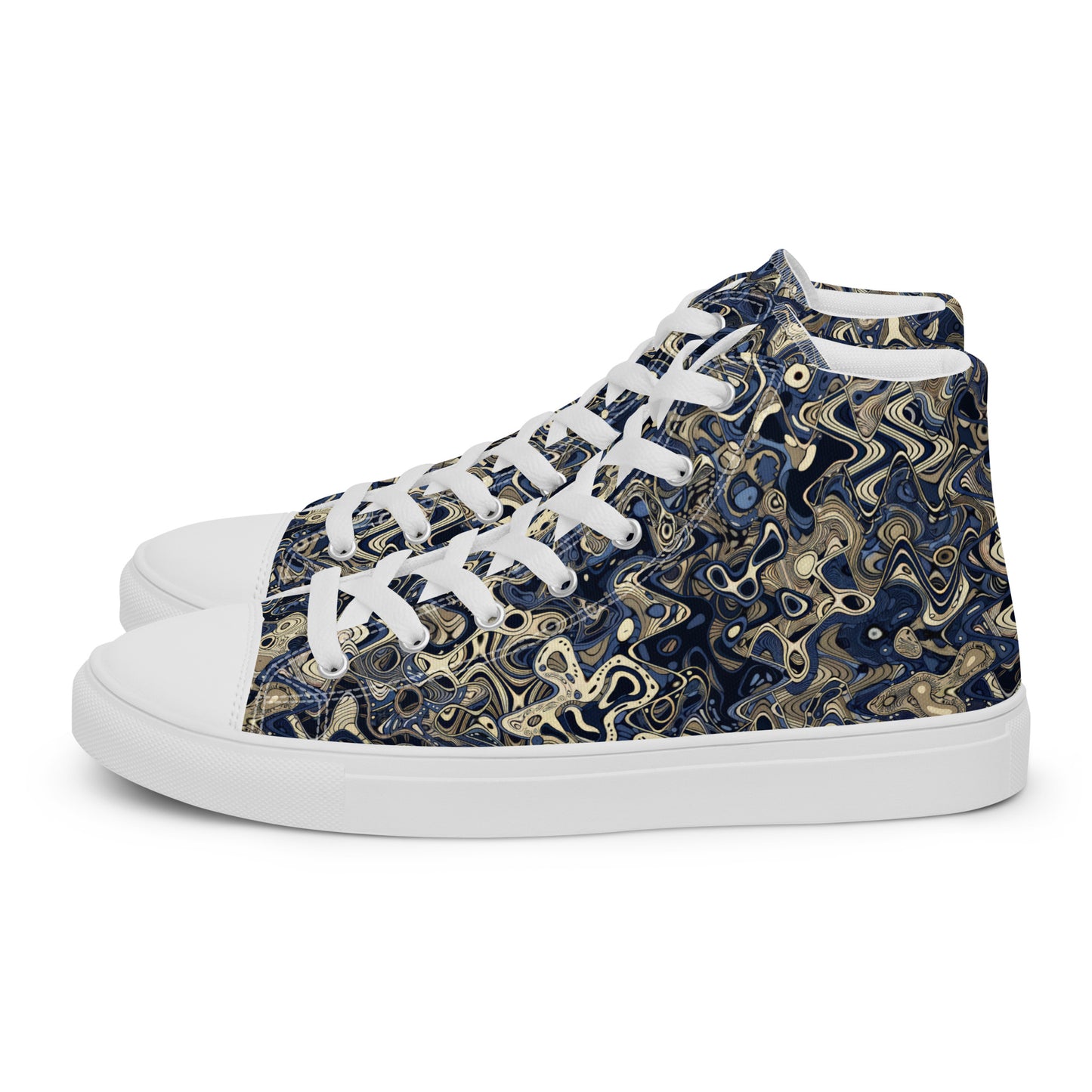 Abstract Wave Men’s high top canvas shoes