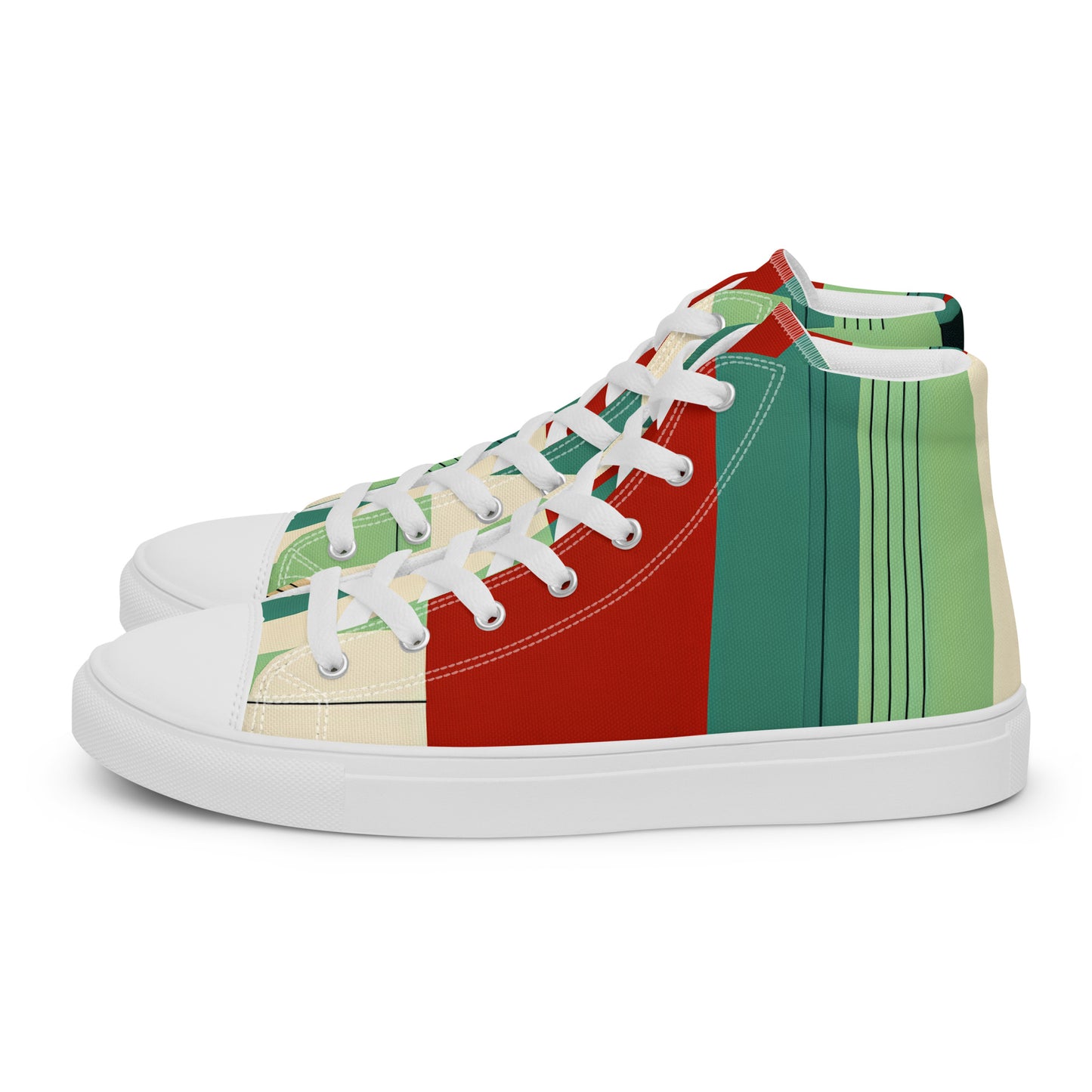 Multi Color Block Abstract Men’s high top canvas shoes