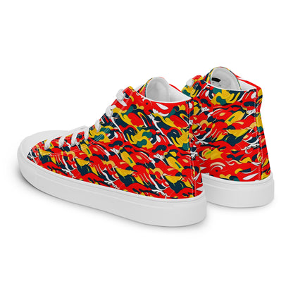 Red Camo Men’s high top canvas shoes