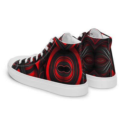 Red and Black Men’s high top canvas shoes