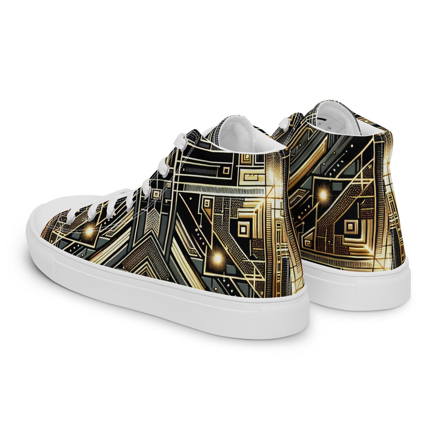 Black and Gold Men’s high top canvas shoes