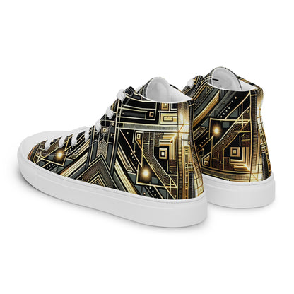 Black and Gold Men’s high top canvas shoes