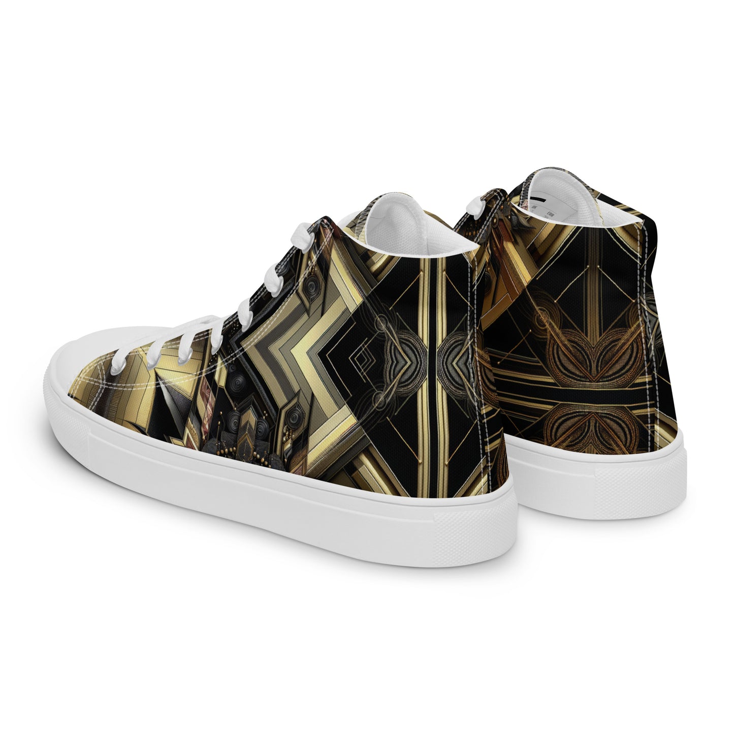 Black and Gold Men’s high top canvas shoes