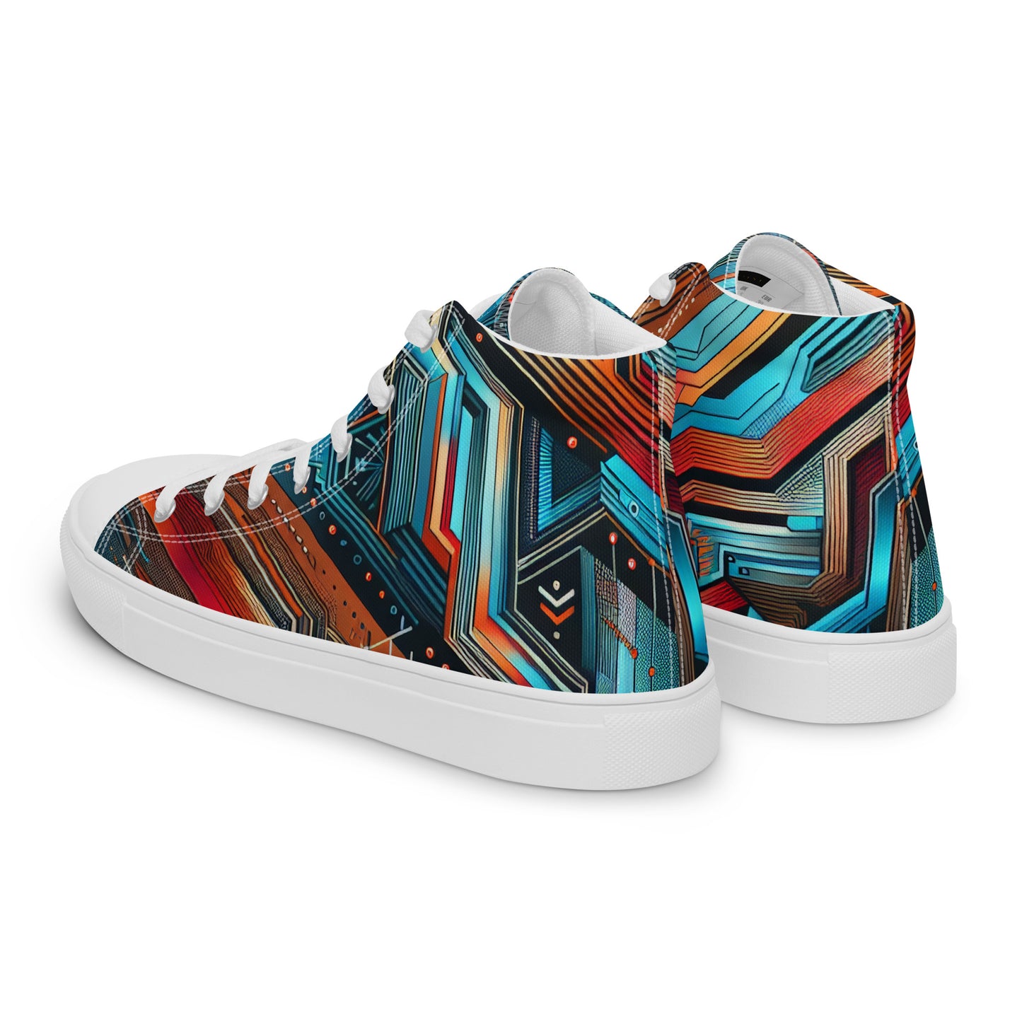 Blue Abstract Men’s high top canvas shoes