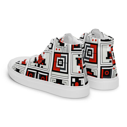 Square Abstract Men’s high top canvas shoes