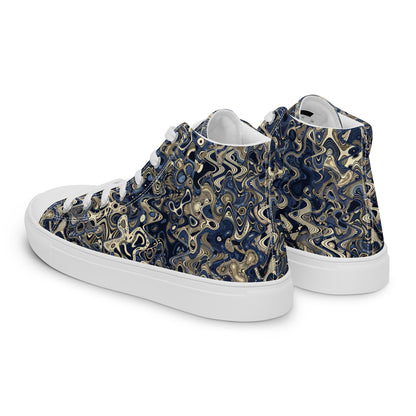 Abstract Wave Men’s high top canvas shoes