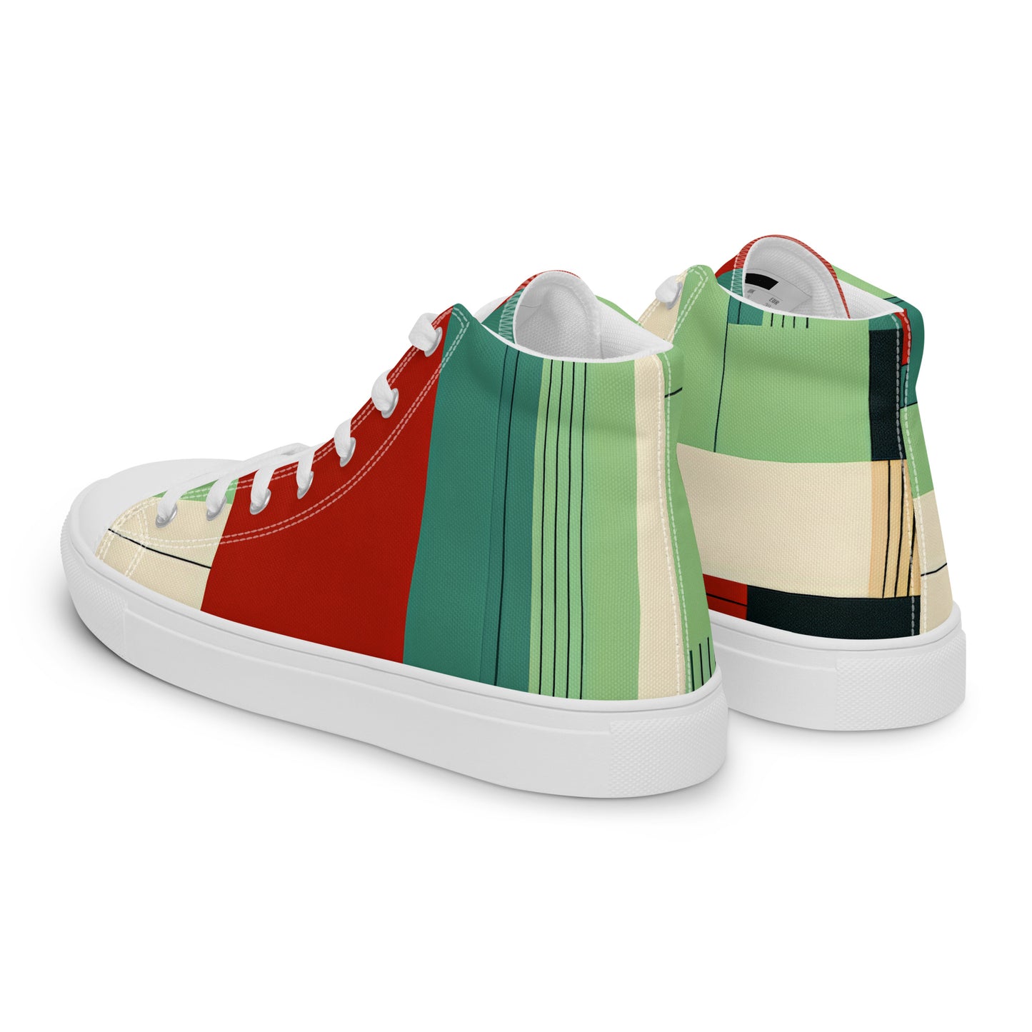 Multi Color Block Abstract Men’s high top canvas shoes