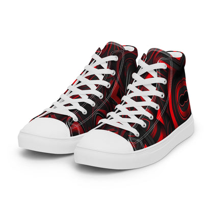 Red and Black Men’s high top canvas shoes