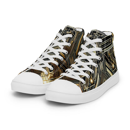 Black and Gold Men’s high top canvas shoes