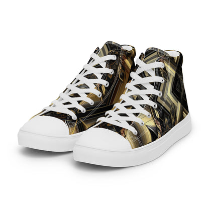 Black and Gold Men’s high top canvas shoes