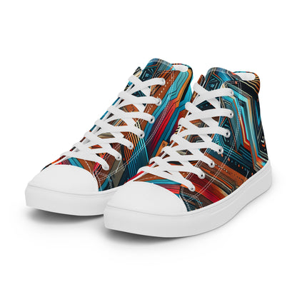 Blue Abstract Men’s high top canvas shoes