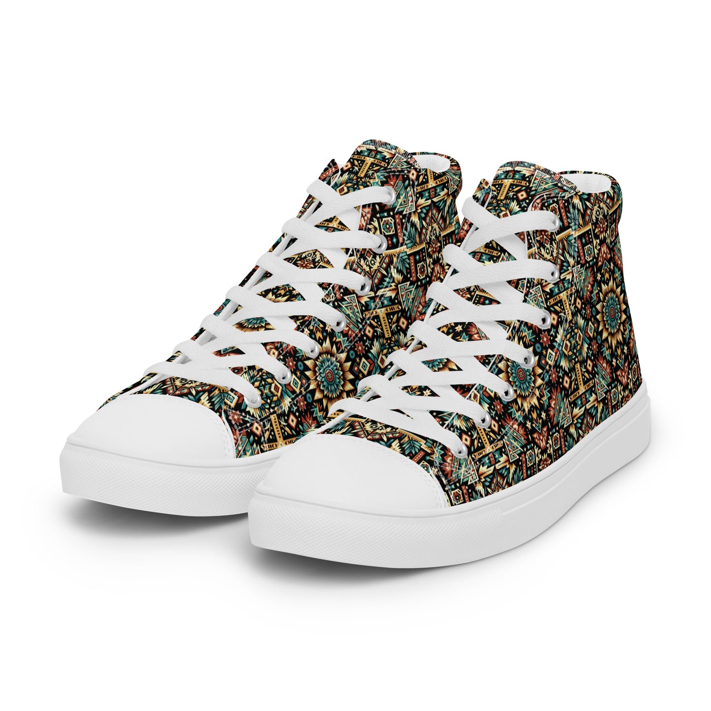 Multi Color Print Men’s high top canvas shoes