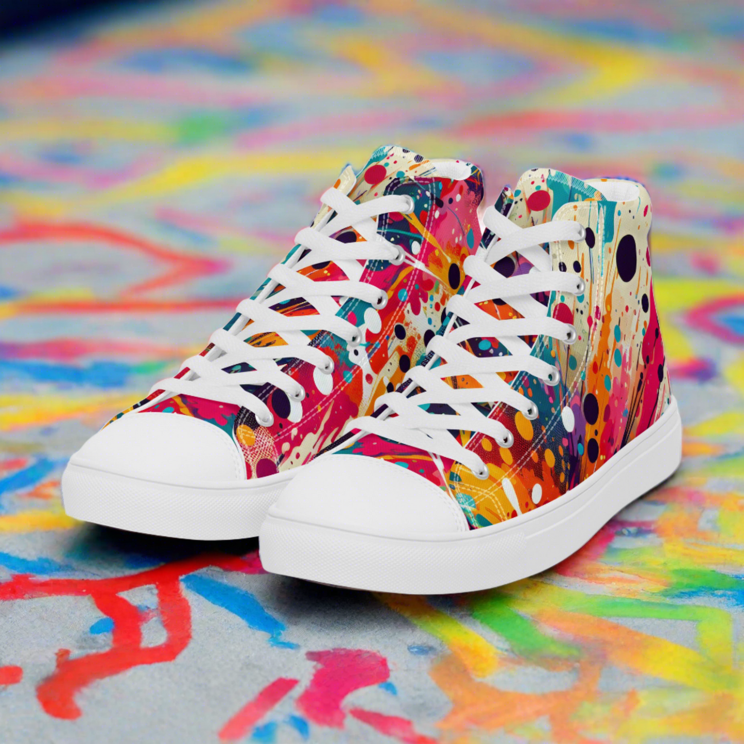 Paint Splatter Men’s high top canvas shoes