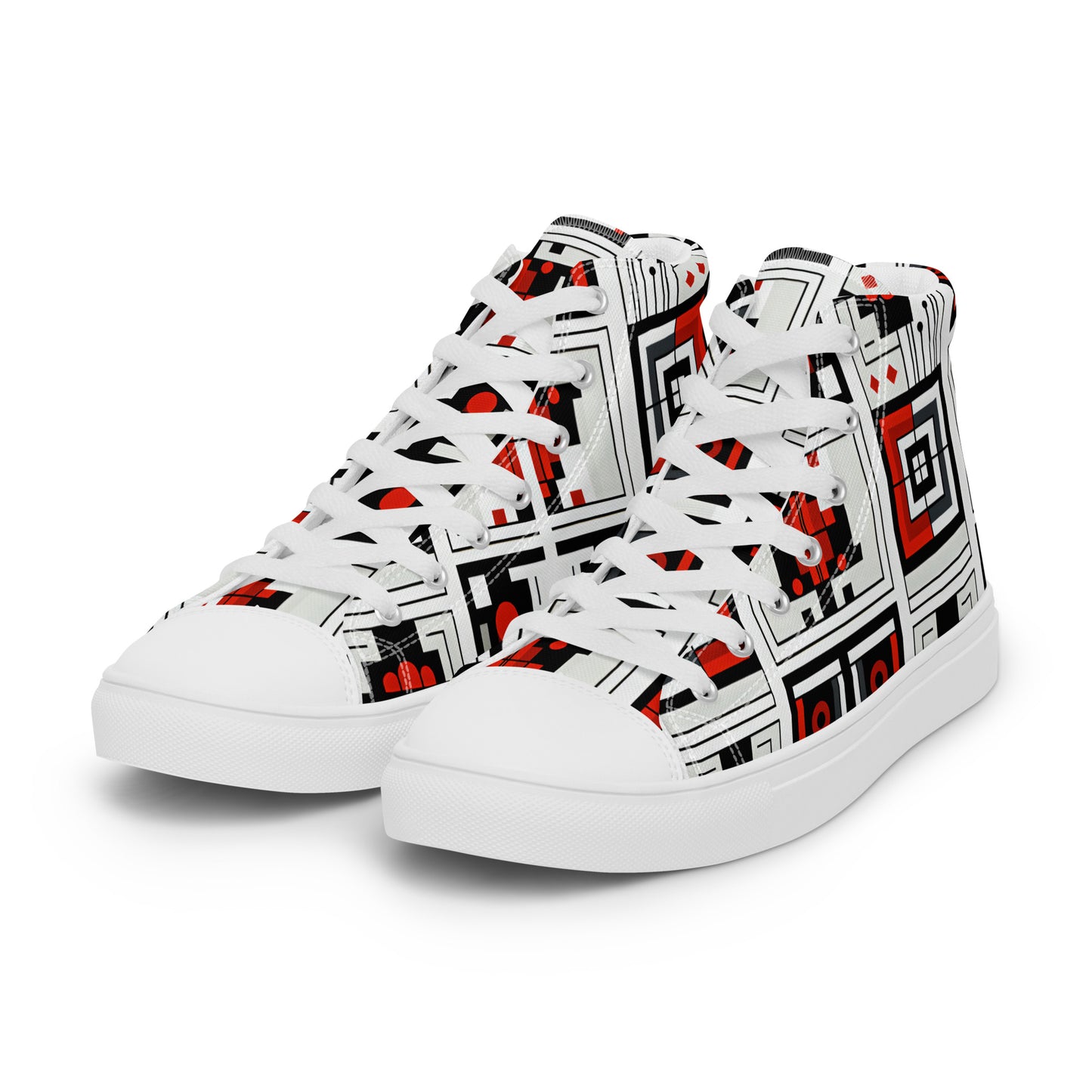 Square Abstract Men’s high top canvas shoes