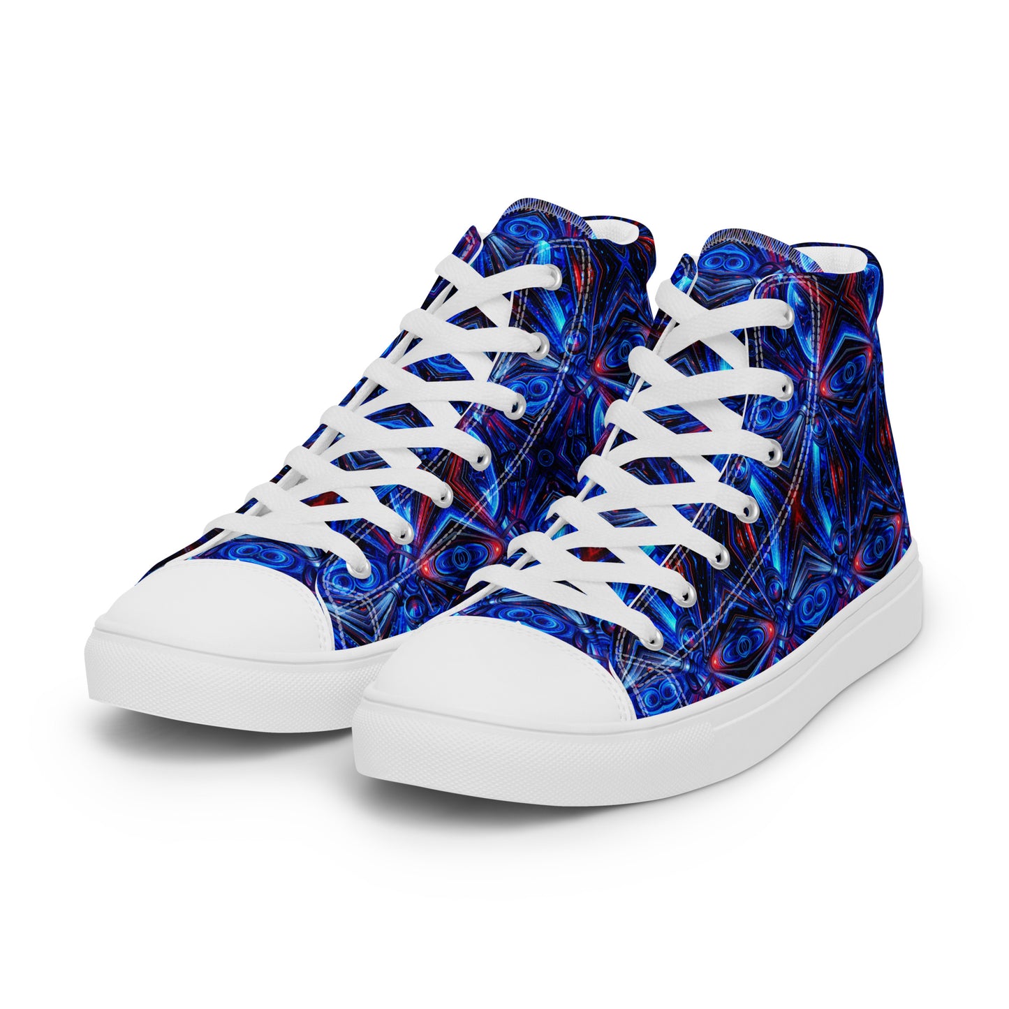 Blue Lights Men’s high top canvas shoes