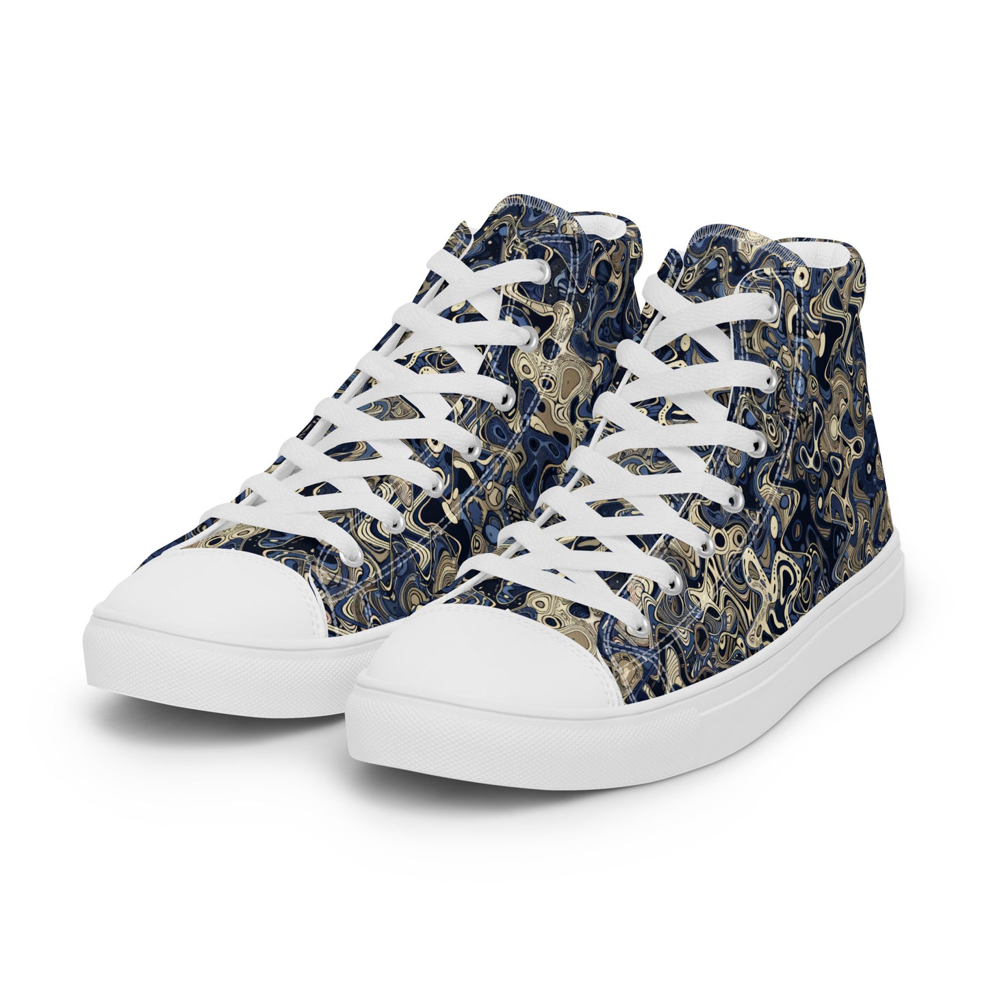 Abstract Wave Men’s high top canvas shoes