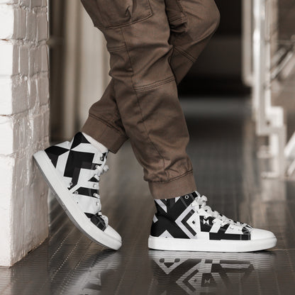 Black and White Zings Men’s high top canvas shoes