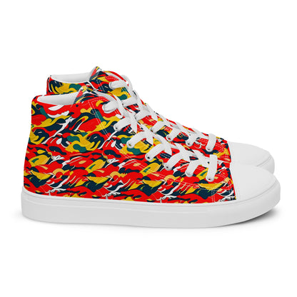 Red Camo Men’s high top canvas shoes