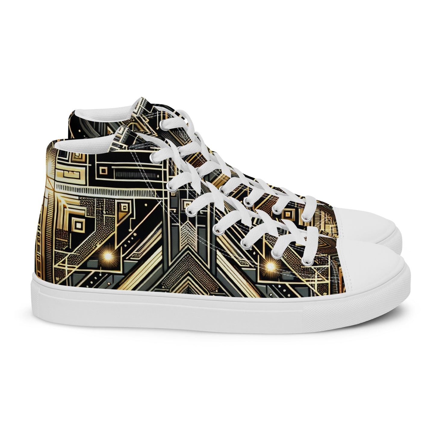 Black and Gold Men’s high top canvas shoes