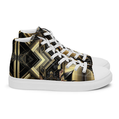 Black and Gold Men’s high top canvas shoes