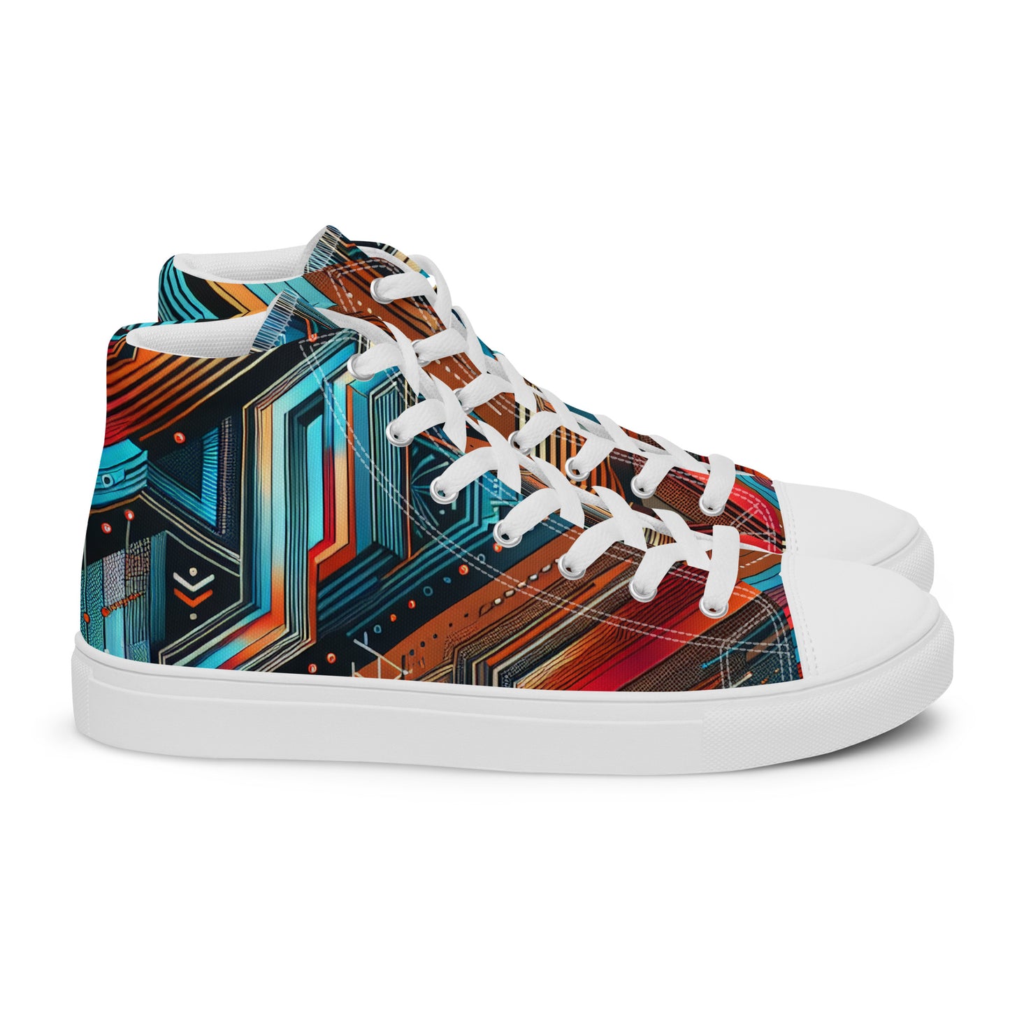 Blue Abstract Men’s high top canvas shoes