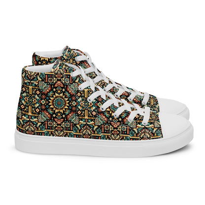 Multi Color Print Men’s high top canvas shoes