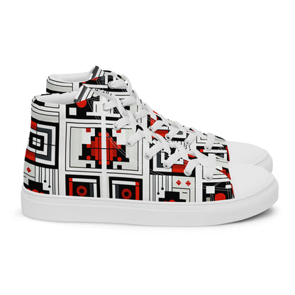 Square Abstract Men’s high top canvas shoes