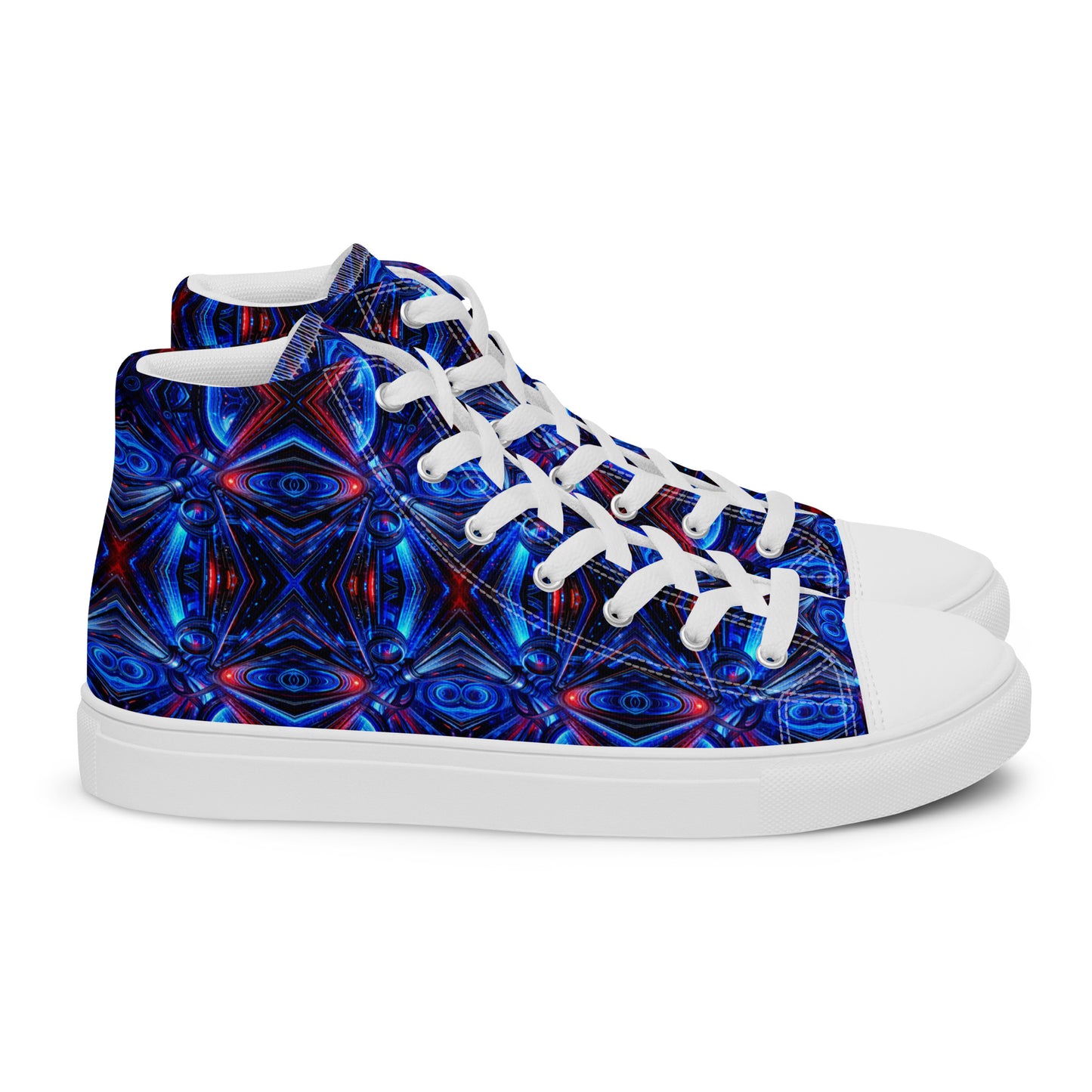 Blue Lights Men’s high top canvas shoes