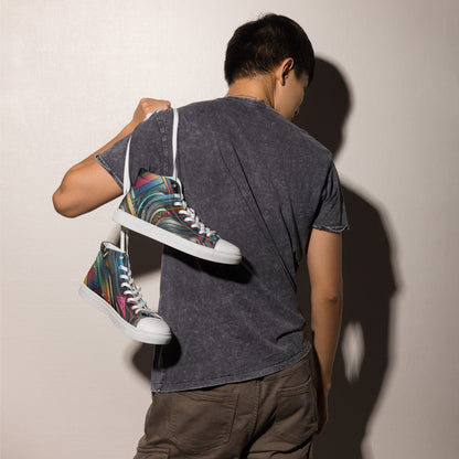 Multi Color Abstract Men’s high top canvas shoes