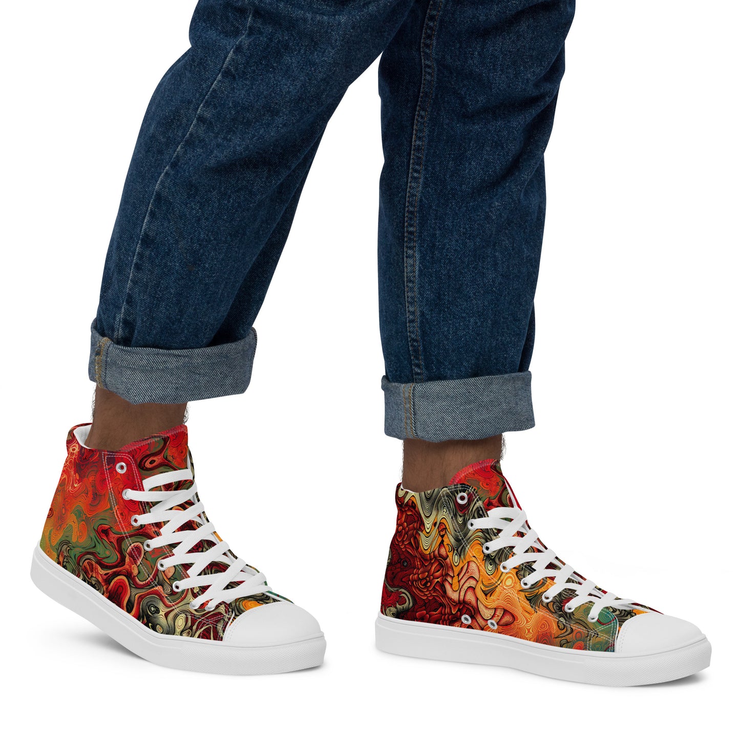 Red Dragon Men’s high top canvas shoes