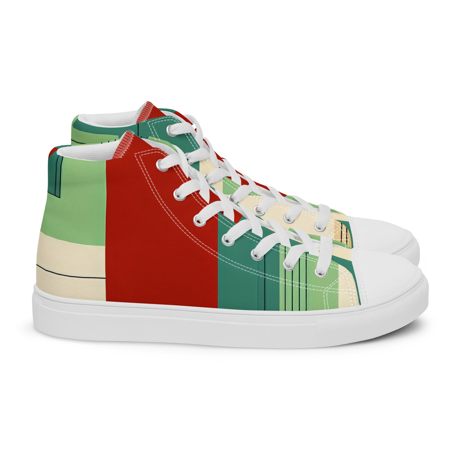 Multi Color Block Abstract Men’s high top canvas shoes