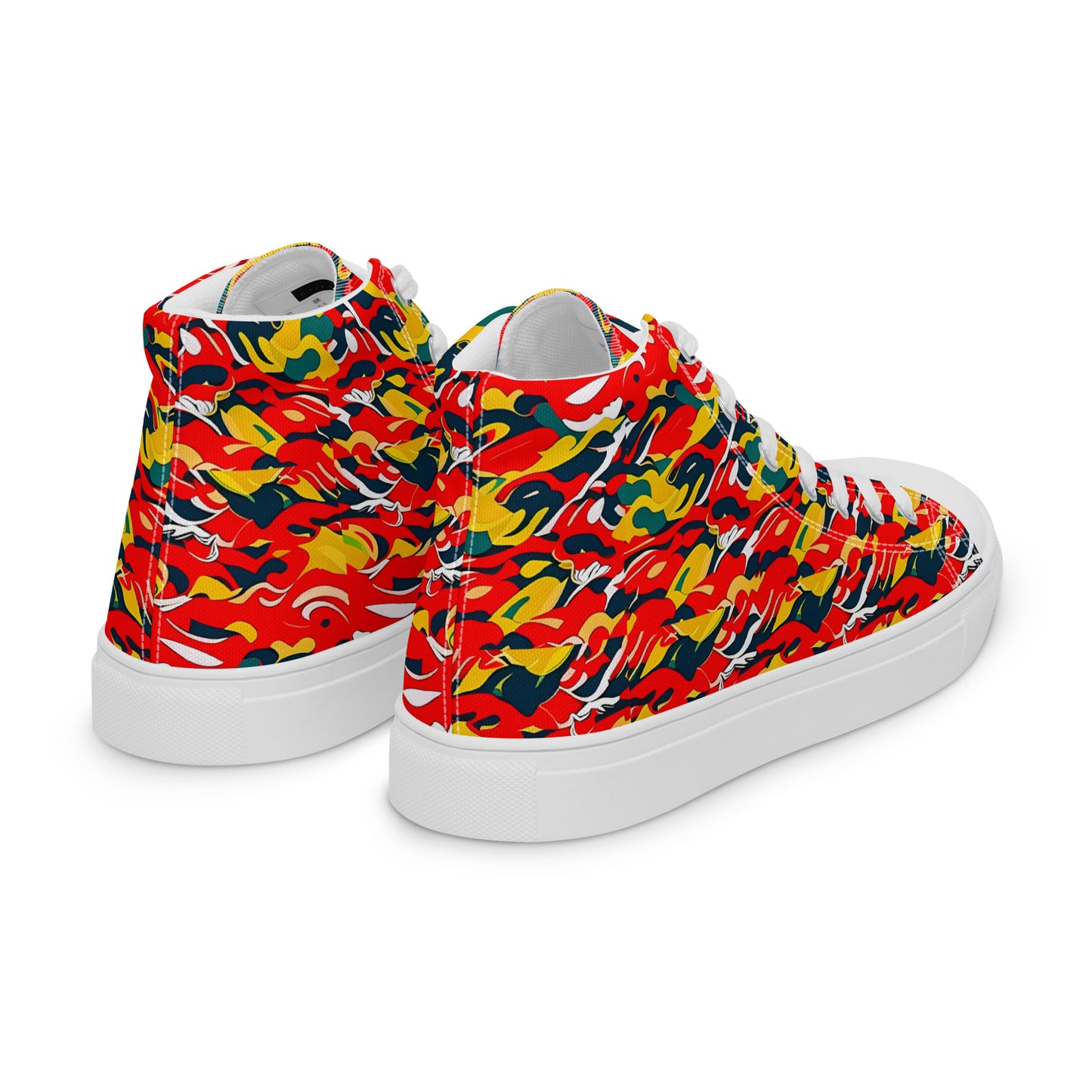 Red Camo Men’s high top canvas shoes