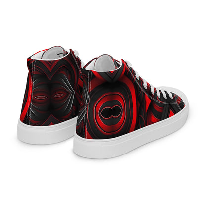 Red and Black Men’s high top canvas shoes