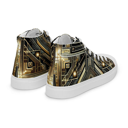 Black and Gold Men’s high top canvas shoes