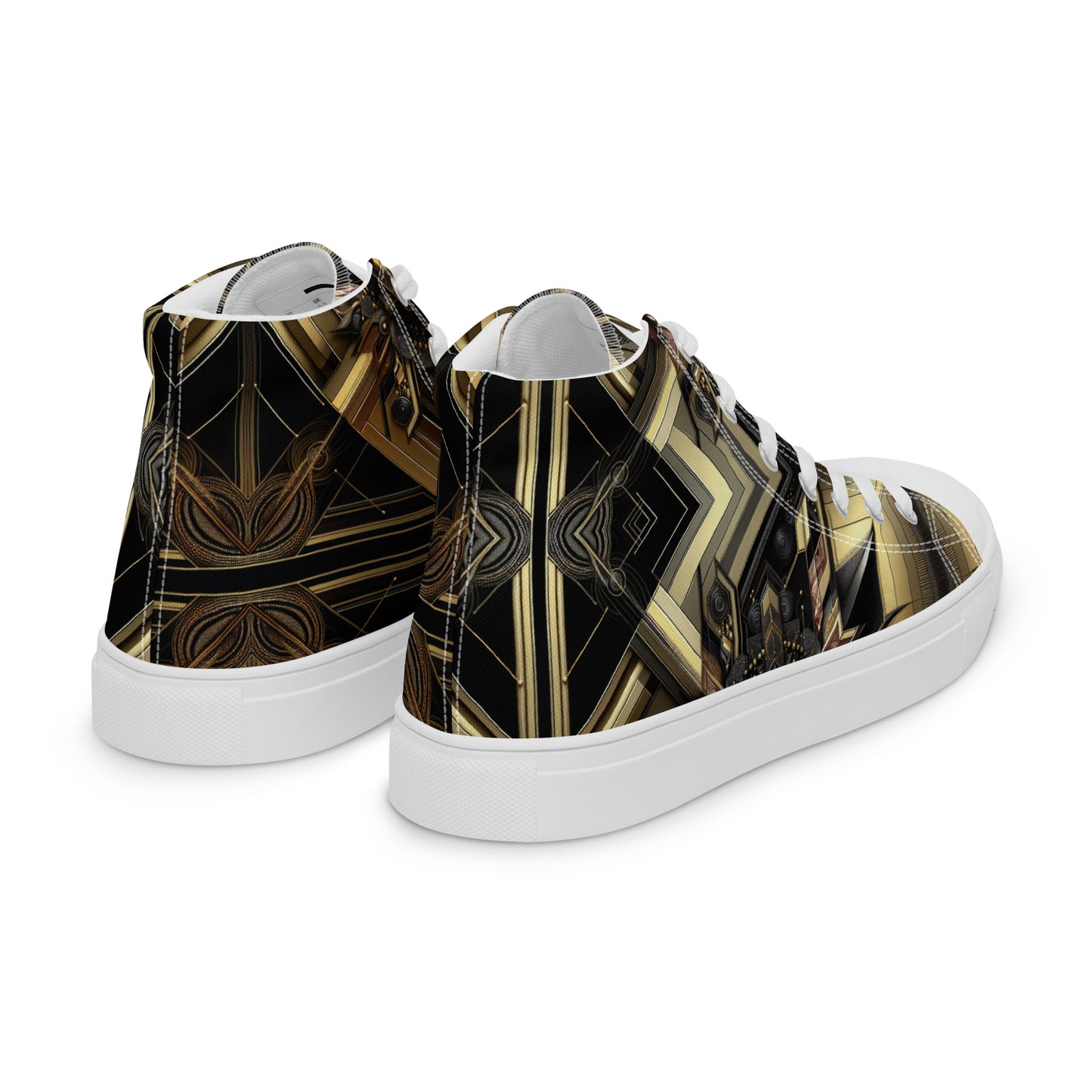 Black and Gold Men’s high top canvas shoes